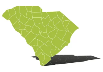Foto op Canvas Mapa verde de Carolina del Sur en fondo blanco. © Gabrieuskal