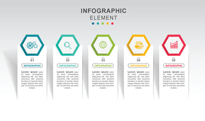 Business Infographic with 5 option steps and icons