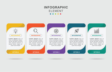 Vector Infographic design business template with icons and 5 options or steps.