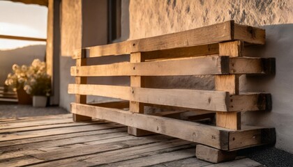 an old wooden euro pallet on the wall of a house