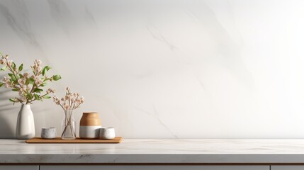 Obraz na płótnie Canvas Marble stone empty table top of kitchen island 