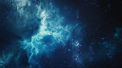 An electrifying display of blue and white resembling an intergalactic cloud formation surrounded by stars