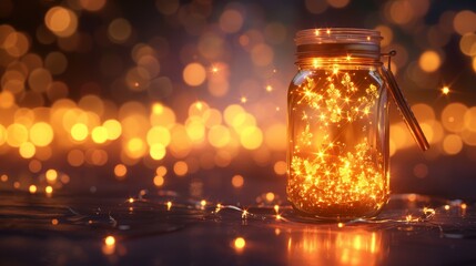 Memory jar filled with glowing lights
