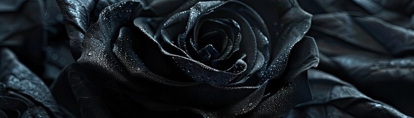 The interplay of light and dark in the folds of a mysterious black rose - obrazy, fototapety, plakaty