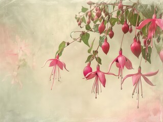 The whimsical twirls of a fuchsias blossoms