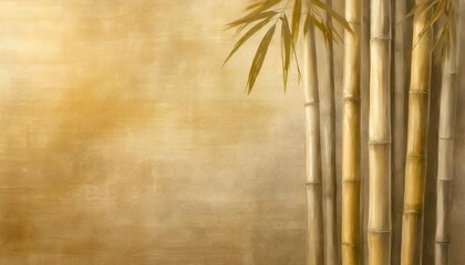 bamboo painted on textural grunge horizontal background