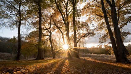 sun rays through trees leaves
