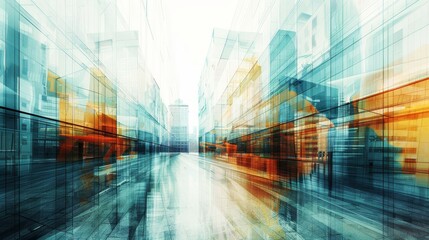 Multiple exposure of modern abstract glass architecture 