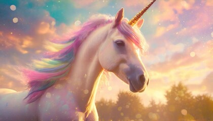 colorful unicorn in a psychedelic style background generative ai - obrazy, fototapety, plakaty