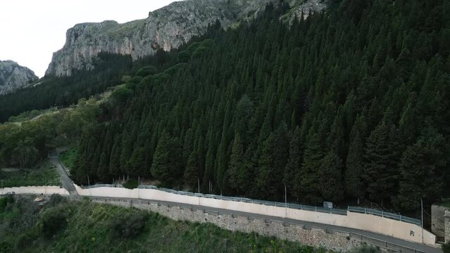 Aerial video of a mountainous area in Stilos Greece