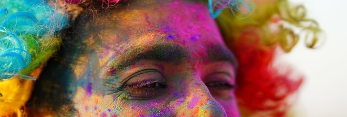 colored face during holi image