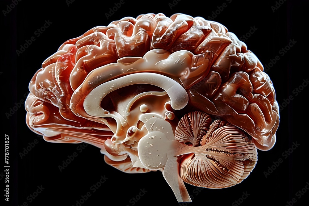 Aufkleber a detailed d rendering of the intricate structure and key components of the human brain anatomy