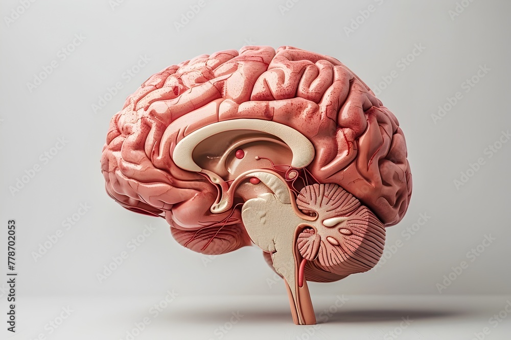Poster detailed d rendered of the intricate human brain anatomy and its complex neurological functions