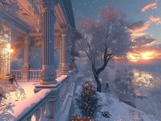 Mystic Frost Balcony where winters breath meets starlight
