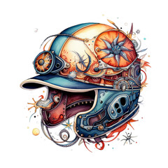 illustration of stylish baseball helmet, Isolated on transparent PNG background, Generative ai