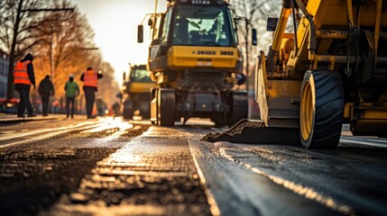 Operating an Asphalt Paver Machine in Road Construction