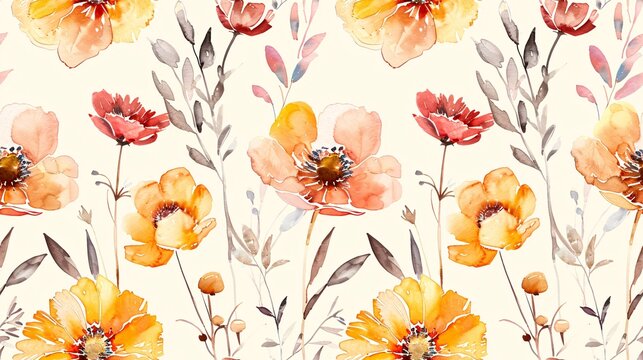 Delightful feminine watercolor design featuring untamed blooms.