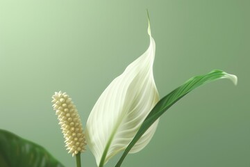 Spathiphyllum flower or Peace lily with green petals and white leaves