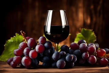 red wine and grapes