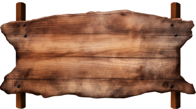 Blank empty wooden curve rustic signage sign board plank wood on transparent background