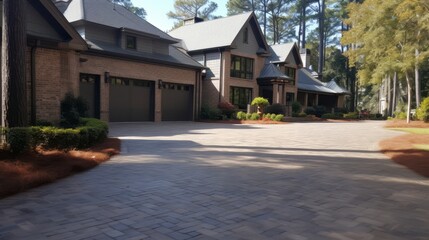 House Preserving Driveway with Brick Sealant in Contemporary Home Construction