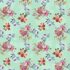 Seamless summer pattern with flower,water color  flower background