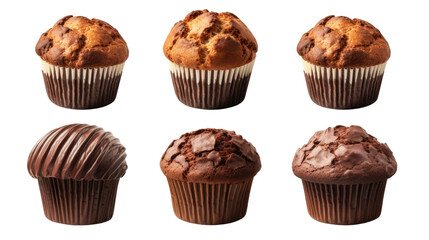 Chocolate muffins on transparent background