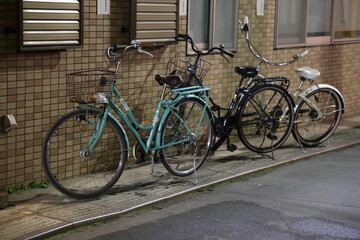 Bike at night in Tokyo, Japan on February 15, 2024