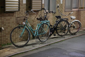 Fototapeta na wymiar Bike at night in Tokyo, Japan on February 15, 2024