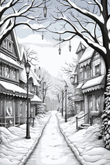 Winter street fair coloring page