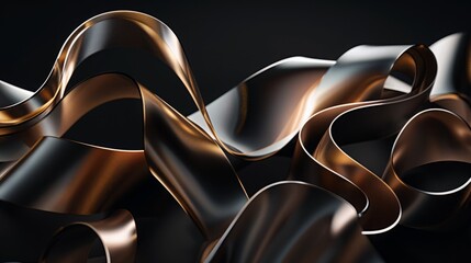 Abstract illustration of an elegant cascade of ribbons gracefully wrapping around a gift, conveying a sense of luxury and sophistication.  - obrazy, fototapety, plakaty