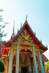 The majestic Wat Chalong Buddhist temple in Phuket, Thailand. This temple was built in the 19th century, apart from being a house of worship, it is also a popular tourist destination in Phuket.