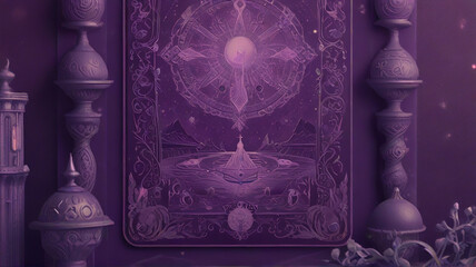  mystical Purple Tarot Cards are paired harmoniously with sparkling crystals