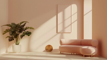 3D minimal living space, frame mockups offering a canvas for imagination