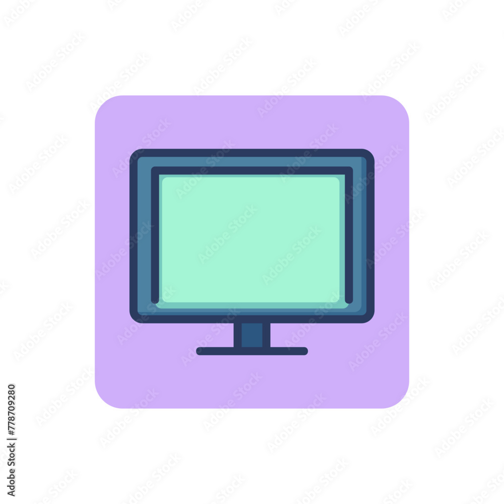 Poster computer monitor thin line icon. desktop computer, display, workplace outline sign. digital devices 