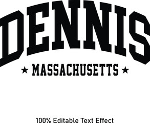 Dennis text effect vector. Editable college t-shirt design printable text effect vector