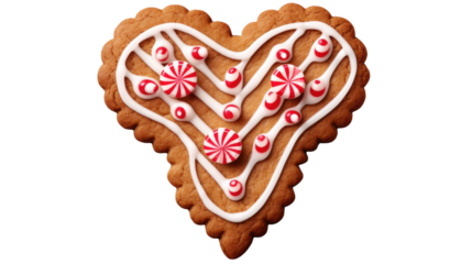 Gingerbread candy cane sweet cookie biscuit on transparent background. Many assorted different design 