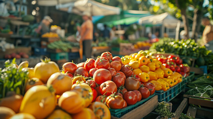 Organic Fresh Produce on Display at Farmers Market.