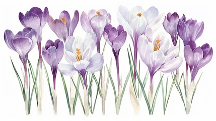 Watercolor iris clipart with intricate purple and blue blooms.