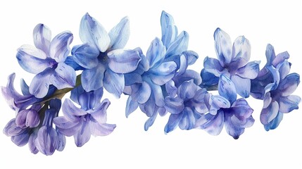 Watercolor hyacinth clipart featuring fragrant blooms in shades of purple and blue. - obrazy, fototapety, plakaty