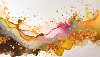 colorful marble coffee art ink splatters on white background banner