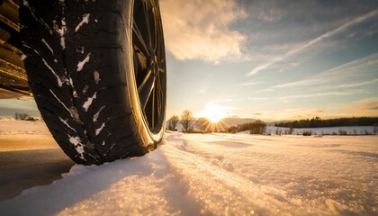 black tire on white snow