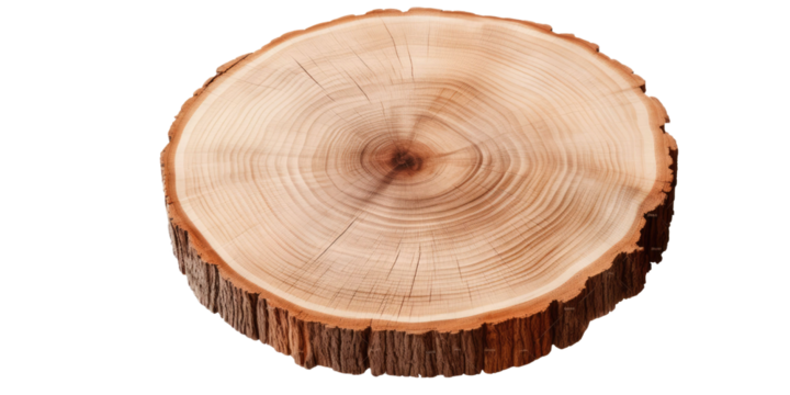 Round wooden tree slice trunk stump wood on transparent background. Many assorted different Mockup template for artwork