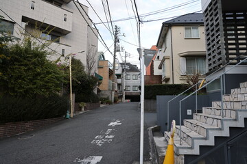 Steet alleyway in Tokyo Japan outside metro area on February 15, 2024