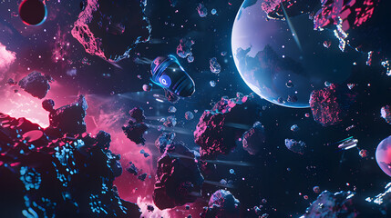A 3D composition of planets - obrazy, fototapety, plakaty