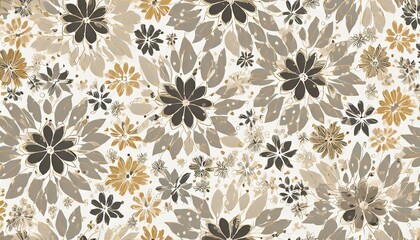 floral black and white background vintage seamless pattern vector