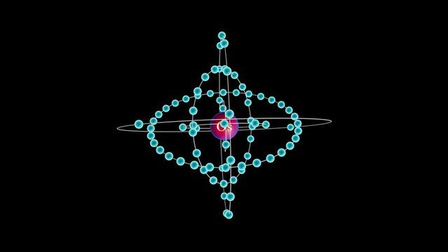 Osmium with electrons revolving around the atom