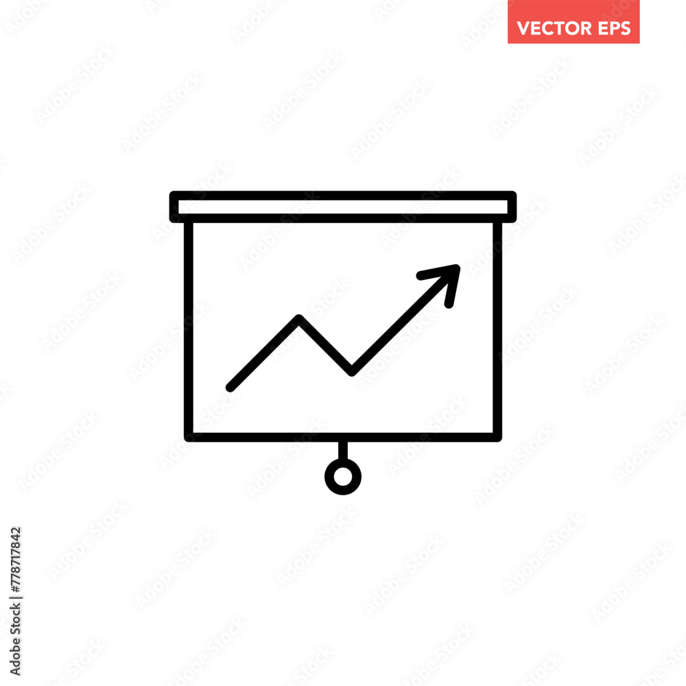 Poster black single financial analytics board line icon, simple growing business presentation flat design p