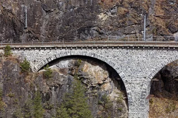 Fotobehang Landwasserviaduct Detail views of Landwasser Viaduct
