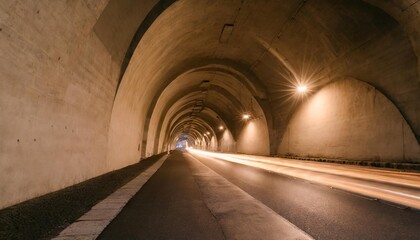 illuminated tunnel at night with light effect in switzerland - obrazy, fototapety, plakaty